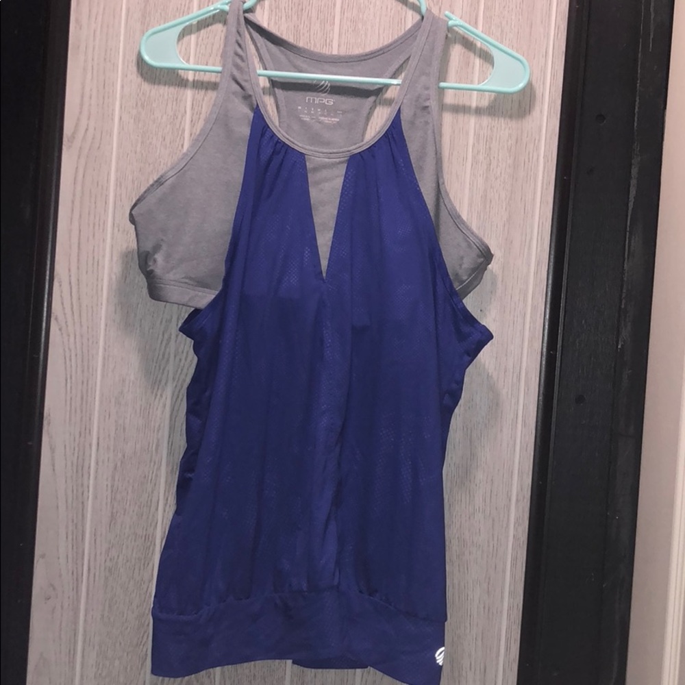 Blue/gray workout tank top